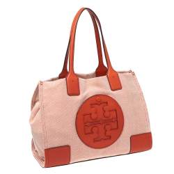 Tory Burch Orange Canvas and Leather Small Ella Tote