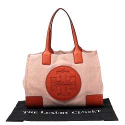 Tory Burch Orange Canvas and Leather Small Ella Tote