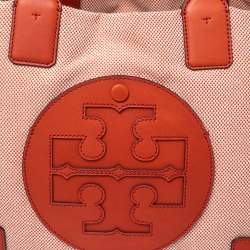 Tory Burch Orange Canvas and Leather Small Ella Tote