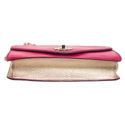 Pre Owned Tory Burch Hot Pink Leather Kira Envelope Chain Shoulder Bag