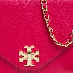 Pre Owned Tory Burch Hot Pink Leather Kira Envelope Chain Shoulder Bag
