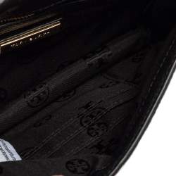 Pre Owned Tory Burch Black Leopard Print Calf Hair and Leather Kira Envelope Chain Shoulder Bag