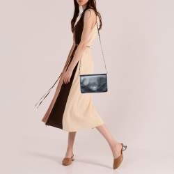 Pre Owned Tory Burch Black Leather Kira Envelope Flap Shoulder Bag