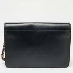 Pre Owned Tory Burch Black Leather Kira Envelope Flap Shoulder Bag