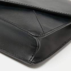 Pre Owned Tory Burch Black Leather Kira Envelope Flap Shoulder Bag
