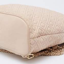 Pre Owned Tory Burch Powder Pink Leather Drawstring Backpack