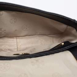 Tory Burch Black Leather Robinson Flap Crossbody Bag