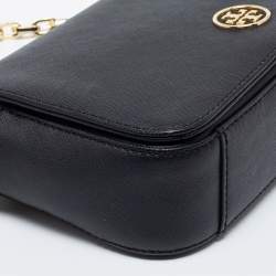 Tory Burch Black Leather Robinson Flap Crossbody Bag