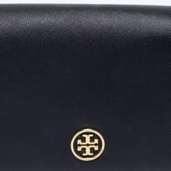 Tory Burch Black Leather Robinson Flap Crossbody Bag