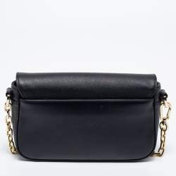 Tory Burch Black Leather Robinson Flap Crossbody Bag