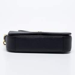 Tory Burch Black Leather Robinson Flap Crossbody Bag