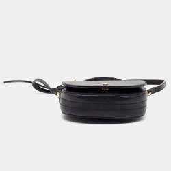 Pre Owned Tory Burch Black Leather Emerson Mini Saddle Crossbody Bag