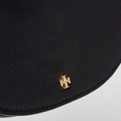Pre Owned Tory Burch Black Leather Emerson Mini Saddle Crossbody Bag