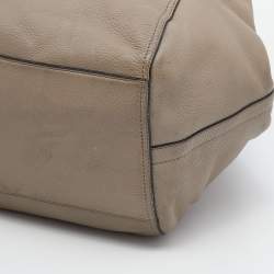 Pre Owned Tory Burch Grey Leather Half Moon Satchel