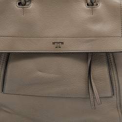 Pre Owned Tory Burch Grey Leather Half Moon Satchel