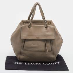 Pre Owned Tory Burch Grey Leather Half Moon Satchel