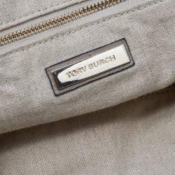 Pre Owned Tory Burch Grey Leather Half Moon Satchel