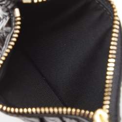 Pre Owned Tory Burch Black Croc Embossed Leather Walker Top Zip Card Holder