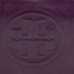 Pre Owned Tory Burch Purple Leather Reva Bombe Chain Clutch