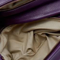 Pre Owned Tory Burch Purple Leather Reva Bombe Chain Clutch