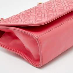 Pre Owned Tory Burch Red Leather Medium Fleming Shoulder Bag