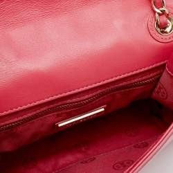 Pre Owned Tory Burch Red Leather Medium Fleming Shoulder Bag