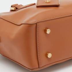 Pre Owned Tory Burch Caramel Leather Mini Robinson Satchel