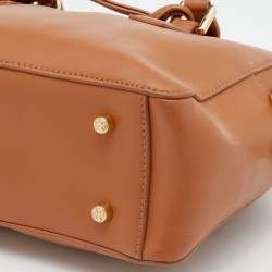 Pre Owned Tory Burch Caramel Leather Mini Robinson Satchel