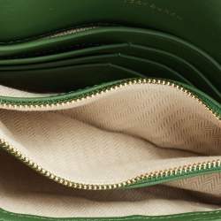 Pre Owned Tory Burch Green Chevron Suede and Leather Kira Shoulder Bag