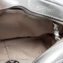 Pre Owned Tory Burch Silver Leather Thea Chain Crossbody Bag
