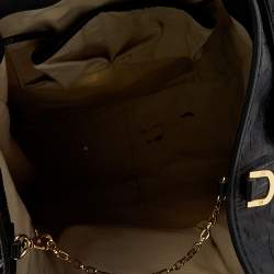 مملوكة مسبقًا Tory Burch Black Logo Embossed Leather Dafina Tote