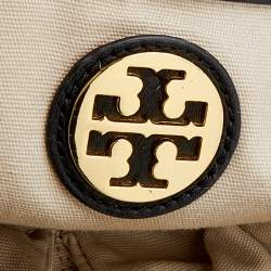 مملوكة مسبقًا Tory Burch Black Logo Embossed Leather Dafina Tote