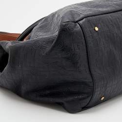 مملوكة مسبقًا Tory Burch Black Logo Embossed Leather Dafina Tote