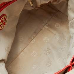 Pre Owned Tory Burch Orange Leather Robinson Middy Satchel