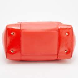 Pre Owned Tory Burch Orange Leather Robinson Middy Satchel