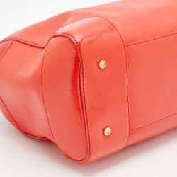 Pre Owned Tory Burch Orange Leather Robinson Middy Satchel