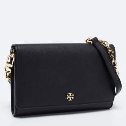 Pre Owned Tory Burch Black Leather Robinson Wallet On Chain