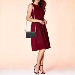 Pre Owned Tory Burch Black Leather Robinson Wallet On Chain