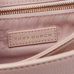 Pre Owned Tory Burch Beige Quilted Leather Bryant Crossbody Bag