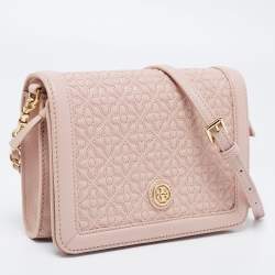 Pre Owned Tory Burch Beige Quilted Leather Bryant Crossbody Bag