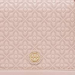 Pre Owned Tory Burch Beige Quilted Leather Bryant Crossbody Bag