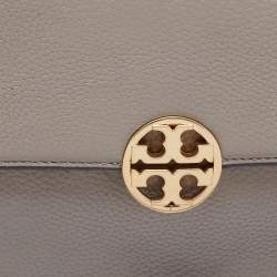 Pre Owned Tory Burch Grey Leather Chelsea Shoulder Bag