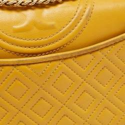 Tory Burch Yellow Leather Small Fleming Crossbody Bag