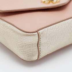 Pre Owned Tory Burch Pink/Gold Leather Mini Kira Crossbody Bag