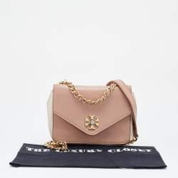 Pre Owned Tory Burch Pink/Gold Leather Mini Kira Crossbody Bag