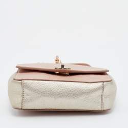 Pre Owned Tory Burch Pink/Gold Leather Mini Kira Crossbody Bag