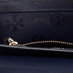 Pre Owned Tory Burch Navy Blue Saffiano Leather Emerson Shoulder Bag