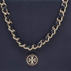 Pre Owned Tory Burch Navy Blue Saffiano Leather Emerson Shoulder Bag