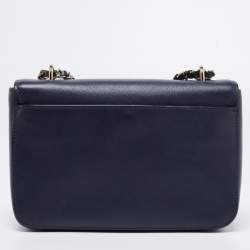 Pre Owned Tory Burch Navy Blue Saffiano Leather Emerson Shoulder Bag