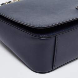 Pre Owned Tory Burch Navy Blue Saffiano Leather Emerson Shoulder Bag